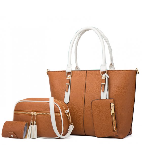 H1755 - Retro Three Piece Brown Handbag Set