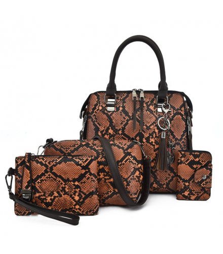 H1387 - Snake skin Pattern Four Piece Crossbody Handbag Set