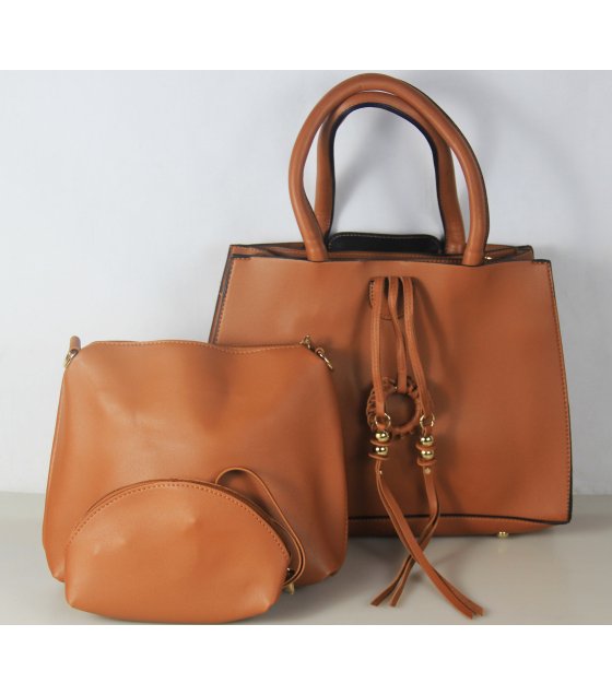 H1578 - Fashion Brown 3pc Handbag Set