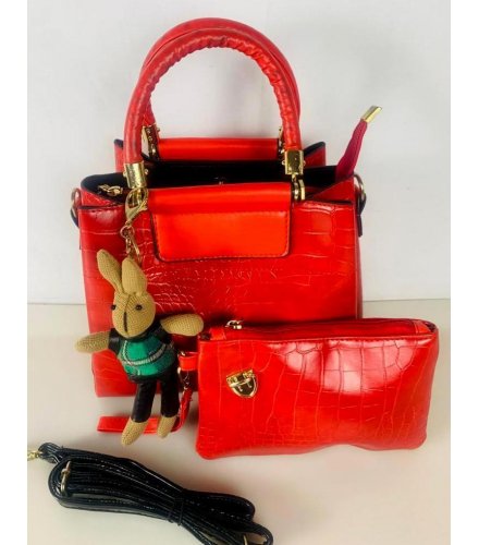 H1643 - Stylish Red 2pc Handbag Set