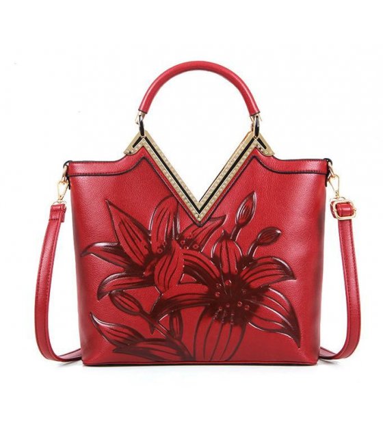 H445 - Red Floral Handbag |Sri lanka