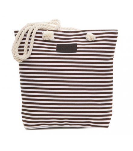 H828 - Canvas striped rope shoulder bag