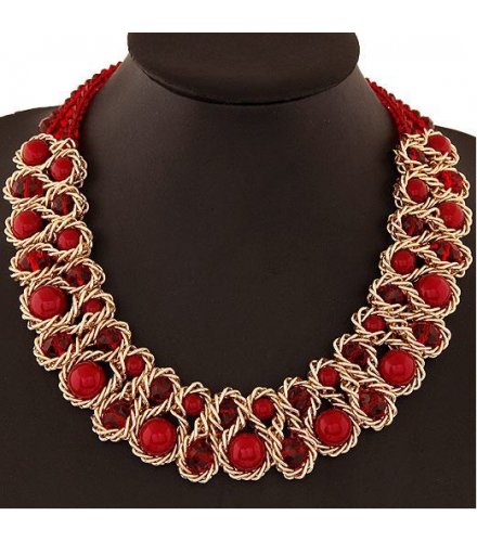N1011 - Metal crystal pearl necklace 