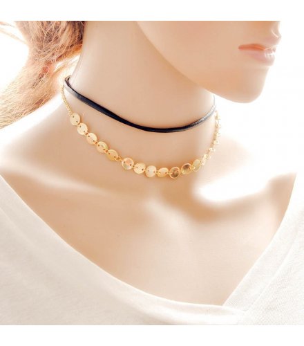 N1442 - Golden Black Layered necklace