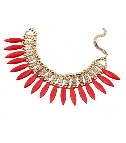N1451 - Red Stone Short para necklace