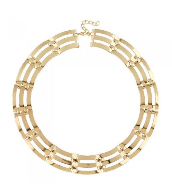 N1590 - metal texture exaggerated necklace