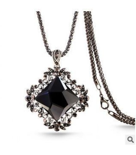 N1617 - Black Gemstone summer necklace
