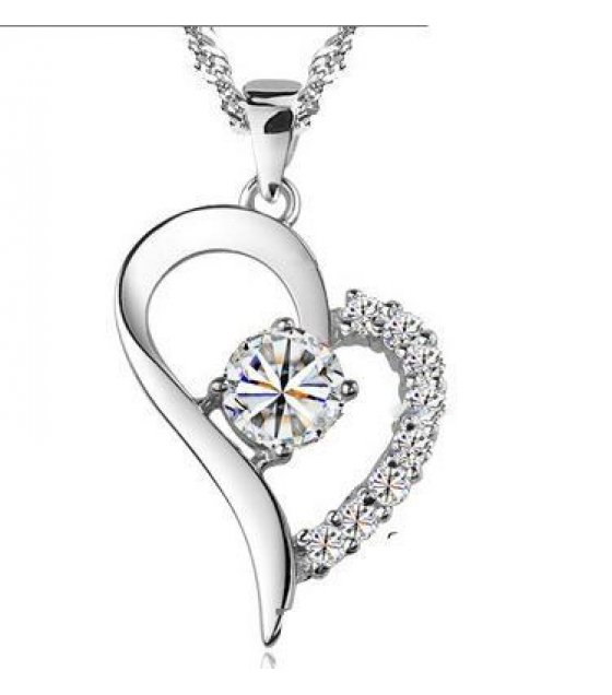 N1665 - Silver Heart Pendant Necklace |Sri lanka