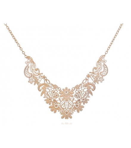 N1793 - Carved hollow flower Necklace