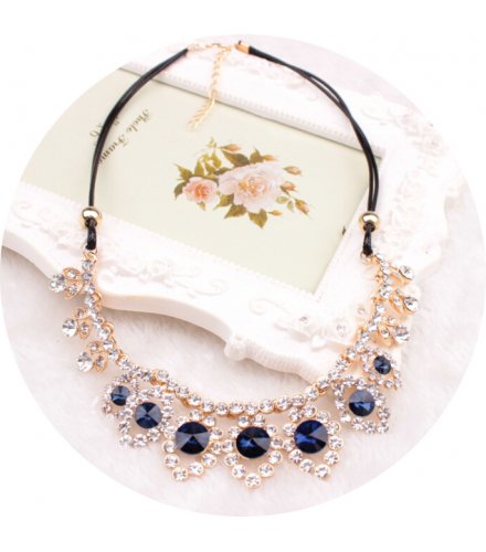 N1822 - Drop sapphire leather necklace