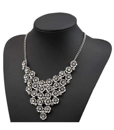 N1824 - Multi-layered flower diamond Necklace