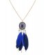 N1828 - Feather chain fringe long necklace