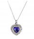 N1884 - Ocean Heart Blue Gem Love Heart Necklace