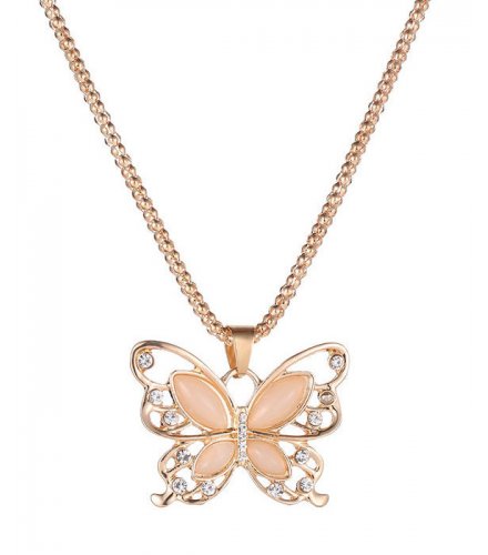 N1967 - Korean exquisite opal stone hollow butterfly necklace