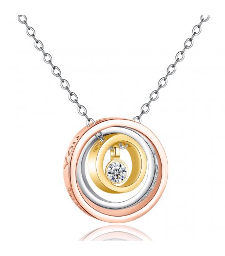 N1983 - Three-color geometric circle necklace