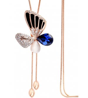 N2031 - Crystal Butterfly Necklace