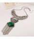 N2073 - Green Long Tassel Chunky Necklace
