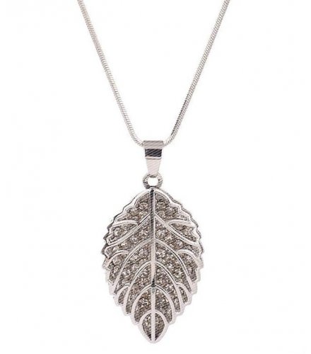 N2080 - Leaves long sweater chain necklace