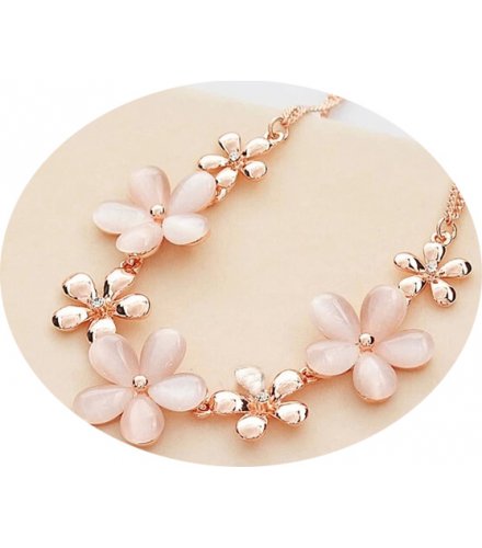 N2094 - Korean Korean flower opal daisy crystal necklace