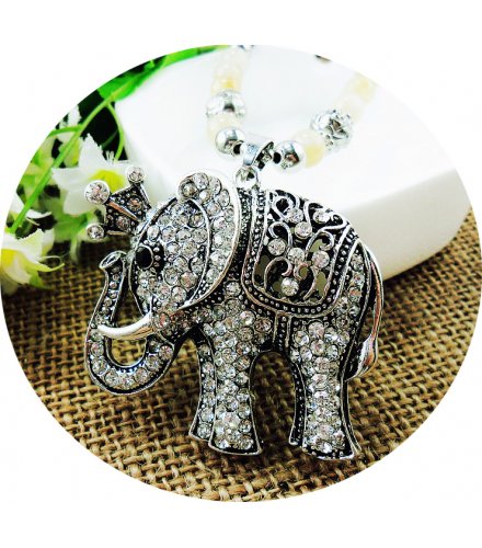 N2104 - Ancient silver elephant sweater chain