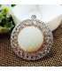 N2110 - Jade carved round pendant sweater chain