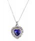 N2141 - Ocean Heart Blue Gem Love Necklace