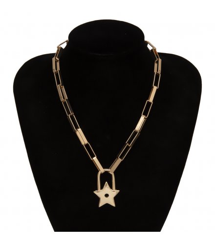 N2153 - Retro star lock necklace