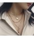 N2166 - Peach heart thick chain multilayer necklace