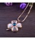 N2246 - Opal Crystal Hollow Four Leaf Flower Alloy Necklace