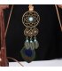 N2254 - Bohemian style peacock feather necklace
