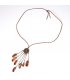 N2255 - Bohemian long feather tassel leather necklace