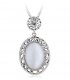 N2272 - Oval opal pendant long necklace