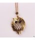 N2299 - Retro owl round glass pendant necklace