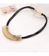 N2319 - Metal square multilayer wax rope Necklace