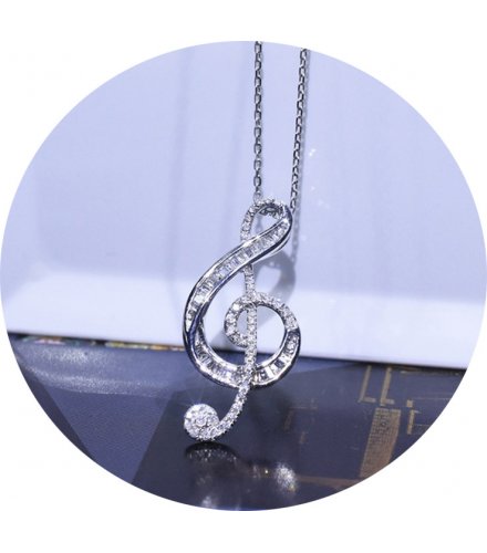 N2360 - Elegant Treble Clef Music Pendant Necklace