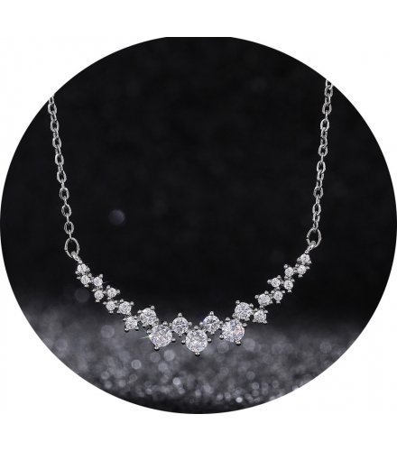 N2361 - Korean bright star zircon pendant necklace
