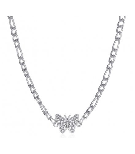 N2392 - Rhinestone butterfly necklace