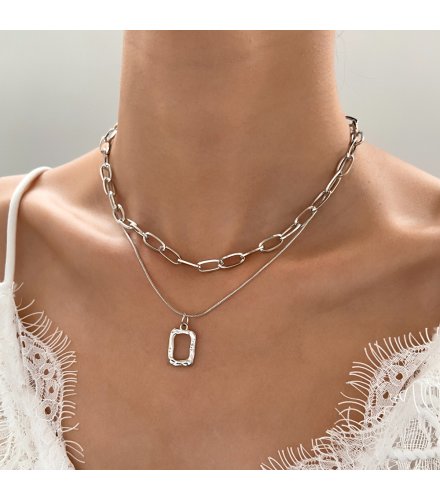 N2419 - Geometric stacked clavicle chain Necklace