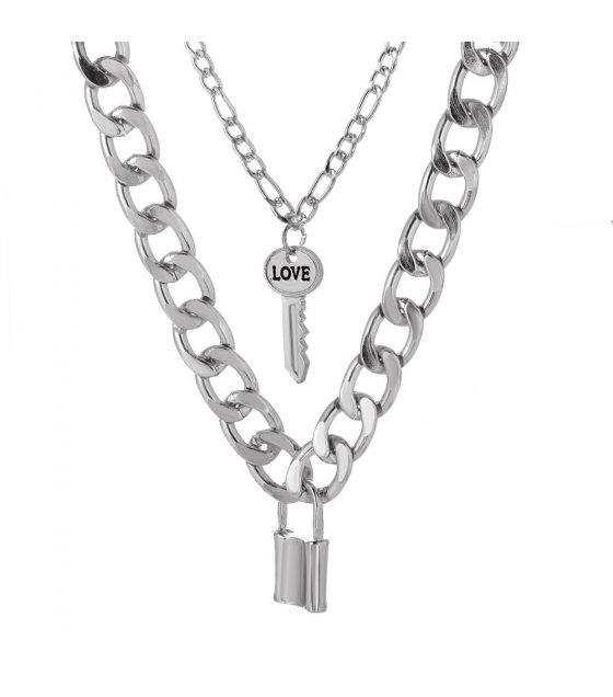 N2426 - Retro Lock Key Necklace