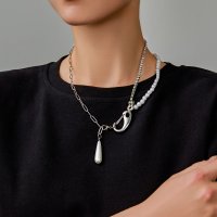 N2438 - Korean Pearl Chain Necklace