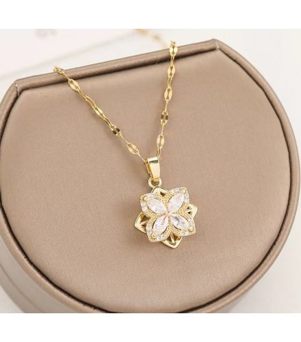 N2463 - Golden Flower Pendant Necklace