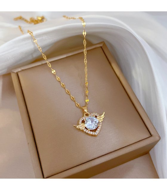 N2532 - Crystal Angel Wing Necklace