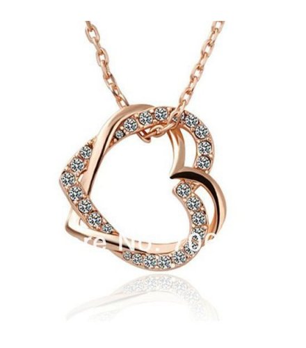 N462 - Double Peach full heart necklace