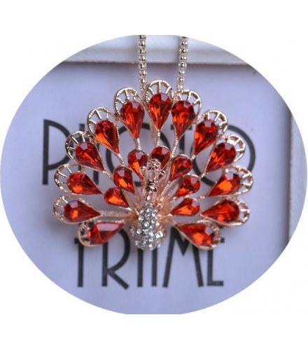 N685 - Red Peacock Necklace