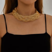 N2545 - Geometric metal chain exaggerated necklace