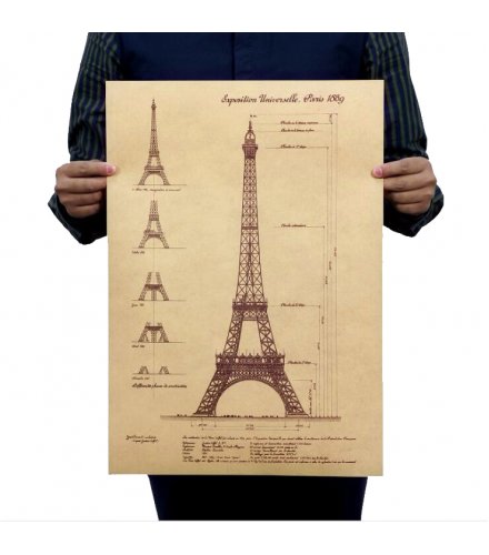 PO014 -Eiffel Tower Blueprint Poster