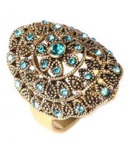 R141 - Carved Blue Gemstones Ring