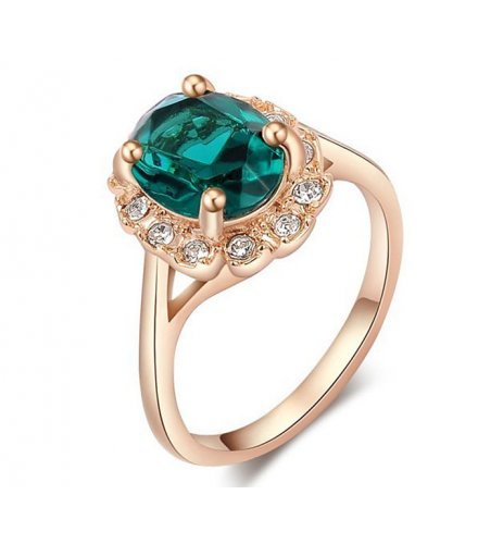 R439 - Crystal Gold Plated Green Diamond Ring