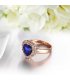 R441 - Rose Gold Striped Blue Heart Ring