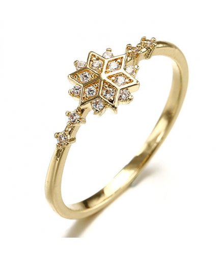 R473 - Gold-plated snowflake diamond ring
